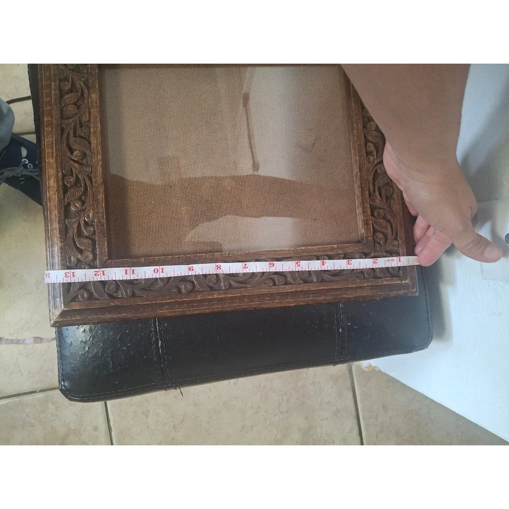 Hand Carved Wood Floral Picture Frame 8x10 Made in India Boho Rustic Brown